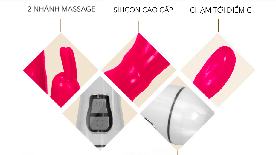 Dương vật giả silicon rung mạnh giá rẻ có nhánh massage điểm G vibrator