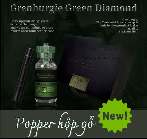 Popper Hộp Gỗ Glenburgie Green Diamond 30ml Aged 95 mẫu mới loại mạnh