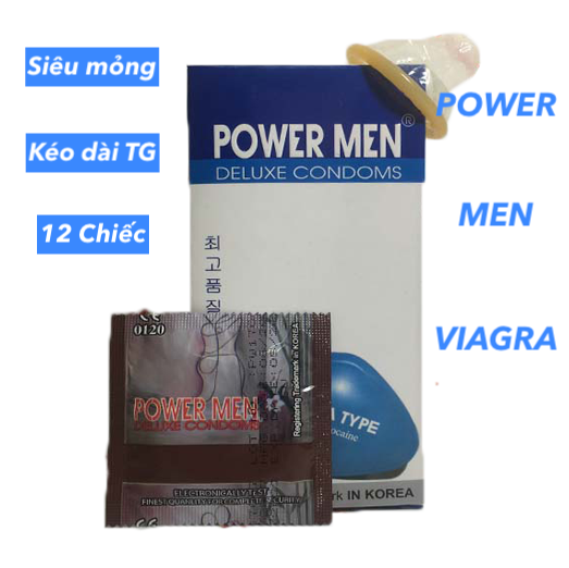 Bao cao su Powermen Viagra Type siêu mỏng Power Men kéo dài thời gian